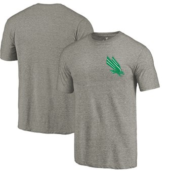 Men's Fanatics Branded Gray Heather North Texas Mean Green Left Chest Distressed Logo Tri-Blend T-Shirt
