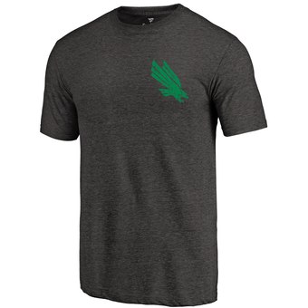 Men's Fanatics Branded Black North Texas Mean Green Primary Logo Left Chest Distressed Tri-Blend T-Shirt