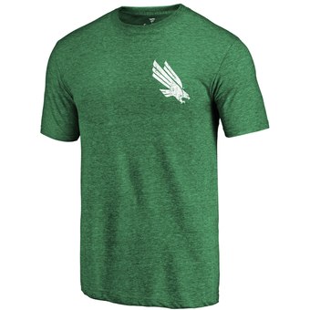 Men's Fanatics Branded Kelly Green North Texas Mean Green Primary Logo Left Chest Distressed Tri-Blend T-Shirt