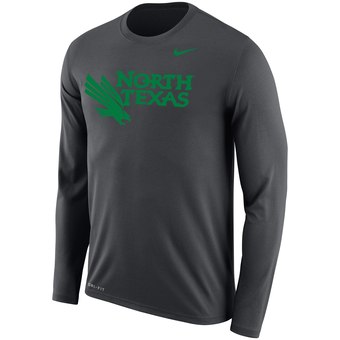 Men's Nike Anthracite North Texas Mean Green Legend Long Sleeve Performance T-Shirt
