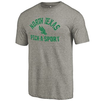 Men's Fanatics Branded Heathered Gray North Texas Mean Green Distressed Pick-A-Sport Tri-Blend T-Shirt