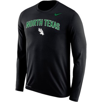 Men's Nike Black North Texas Mean Green Arch Over Logo Long Sleeve T-Shirt