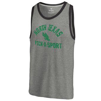 Men's Fanatics Branded Heathered Gray North Texas Mean Green Distressed Pick-A-Sport Tri-Blend Tank