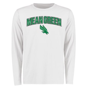 Men's White North Texas Mean Green Proud Mascot Long Sleeve T-Shirt