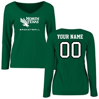 Women's Kelly Green North Texas Mean Green Personalized Basketball Long Sleeve T-Shirt
