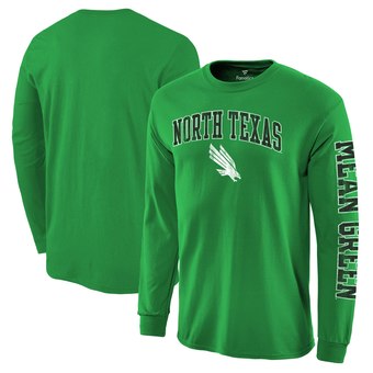 Men's Fanatics Branded Kelly Green North Texas Mean Green Distressed Arch Over Logo Long Sleeve Hit T-Shirt