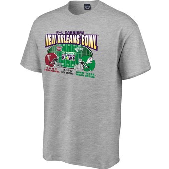Men's Heather Gray Troy Trojans vs. North Texas Mean Green 2017 New Orleans Bowl Dueling T-Shirt