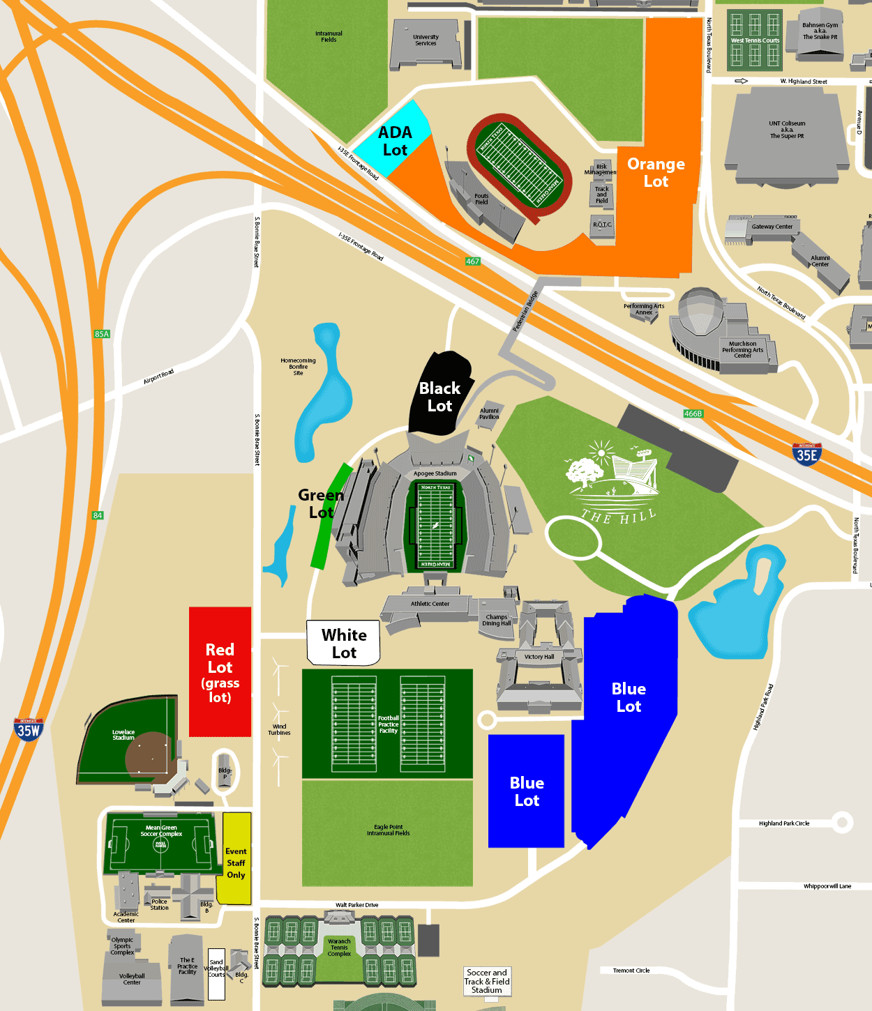 Apogee Stadium gameday parking map