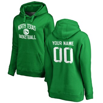Women's Green North Texas Mean Green Personalized Distressed Basketball Pullover Hoodie