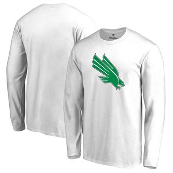 Men's Fanatics Branded White North Texas Mean Green Primary Logo Long Sleeve T-Shirt