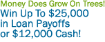 Money Does Grow on Trees! Win up to $25,000 in Loan Payoffs or $12,000 Cash!