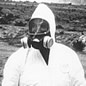 image of a man wearing a gas mask