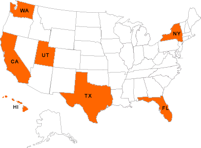 Map depicting State Health Departments with most Native Hawaiian Pacific Islander residents