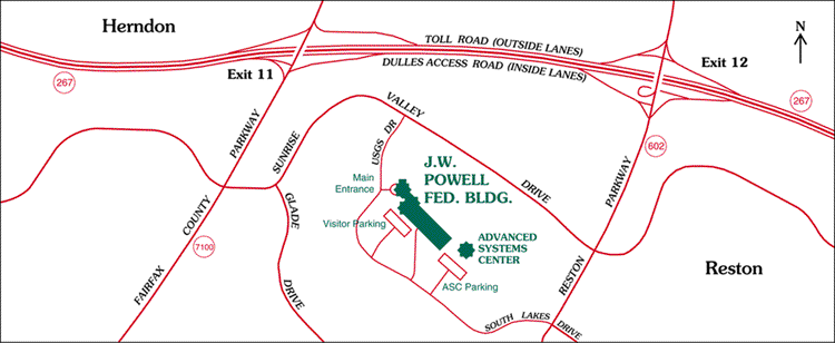 Reston USGS office location map.