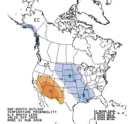 Latest 30 Day Temperature Outlook