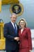 President George W. Bush met Lynn Brennan upon arrival in Los Angeles, California, on Thursday, August 12, 2004.  Brennan is an active volunteer with seniors in her community. 