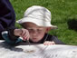 Photo of a future biologist examining aquatic insects.