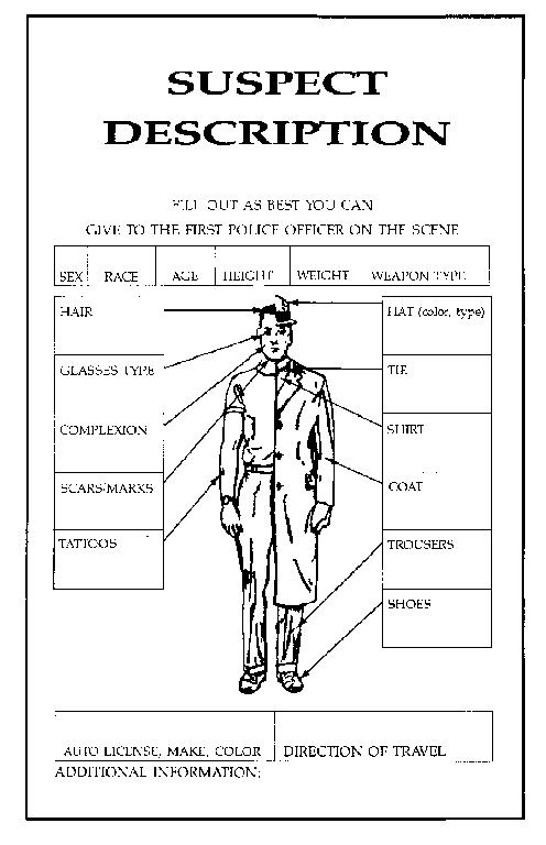 Suspect Description card