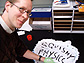 Eric Weeks and shaving cream with squishy physics spelled in black letters