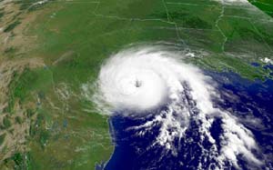 NOAA satellite image of Hurricane Claudette taken at 12:15 p.m. EDT on July 15, 2003.