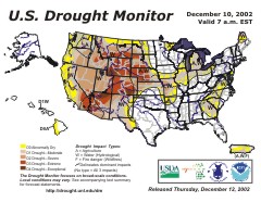 U.S. drought monitor for Dec. 10, 2002.