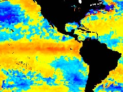 NOAA satellite image of the development of El Niño taken Dec. 9, 2002.