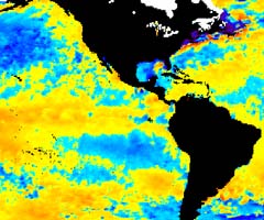 NOAA satellite image of El Niño taken Feb. 3, 2003.