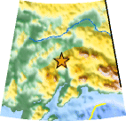 Small map showing earthquake