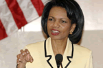 Photo of Secretary Rice speaking at the Edward R. Murrow Journalism Program