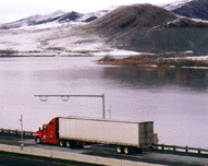pic of truck on I-84 near Idaho border