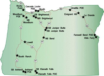 Oregon map marked to show Green Light sites