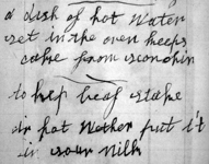 photo of old handwritten text for a farm recipe for tenderizing beef steak