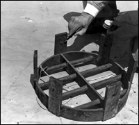 Ventilator cover on roof. Agent points to “bolt” made of soap that disguised that the real bolt had