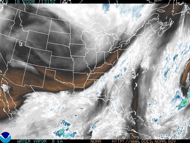 A recent water vapor image from GOES-12.  Click on the image for a larger view.