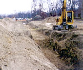 workers excavating trench