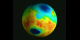 Rotating Mars with colors indicating surface elevation.