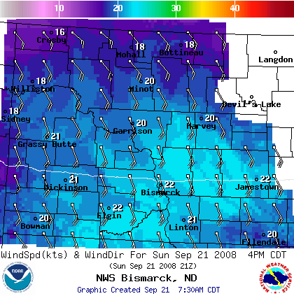 Mid-Afternoon Wind Forecast