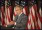 President George W. Bush emphasizes a point as he makes remarks during at briefing Tuesday, June 26, 2007, in the Eisenhower Executive Office Building, on comprehensive immigration reform. White House photo by Joyce N. Boghosian