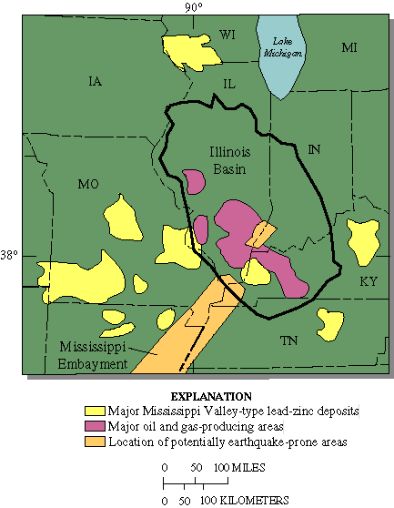 Map showing Illinois Basin