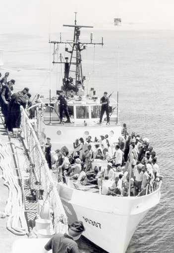 A photo of the Mariel Boatlift, 1980.