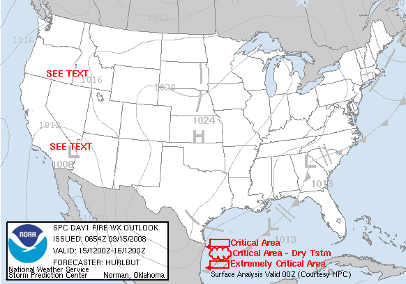 Day 1 Fire Weather Forecast graphic