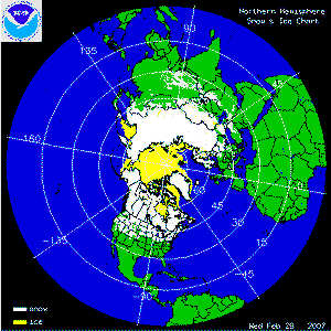 daily animation of Northern Hemisphere snow cover from the month