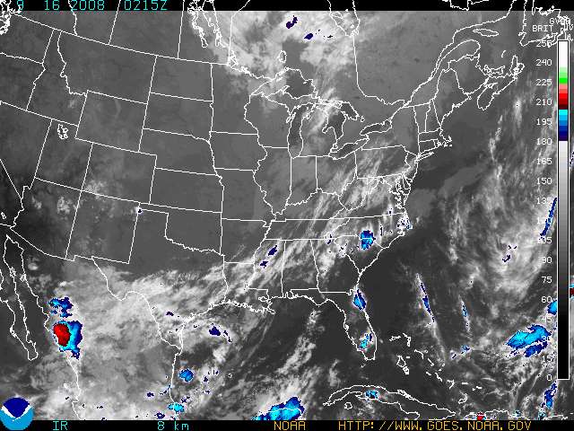 Infrared satellite image of U.S.