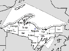 WFO Marquette's area of responsibility (white).