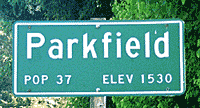 Current Parkfield town sign