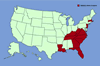 Click for distribution map of silk tree; mimosa.