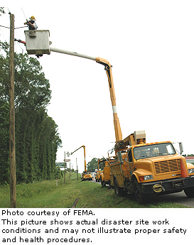 Photo courtesy of FEMA.  This picture shows actual disaster site work conditions and may not illustrate proper safety and health procedures.