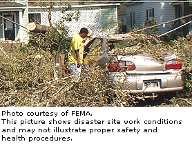 Photo courtesy of FEMA.  This picture shows actual disaster site work conditions and may not illustrate proper safety and health procedures.