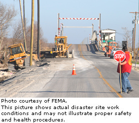 Photo courtesy of FEMA.  This picture shows actual disaster site work conditions and may not illustrate proper safety and health procedures.