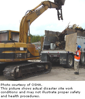 Photo courtesy of OSHA.  This picture shows actual disaster site work conditions and may not illustrate proper safety and health procedures.